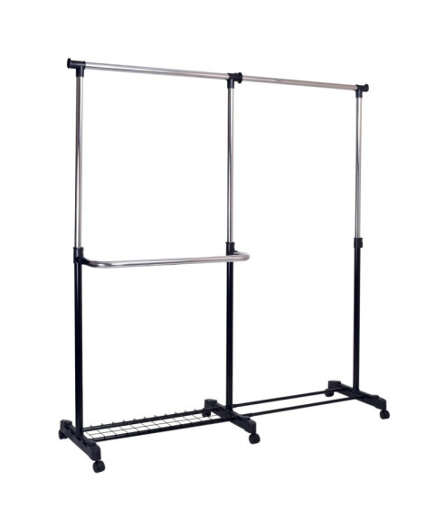 WIESZAK STOJĄCY GARDEROBA NA KÓŁKACH RUFO (SZARY, CZARNY)