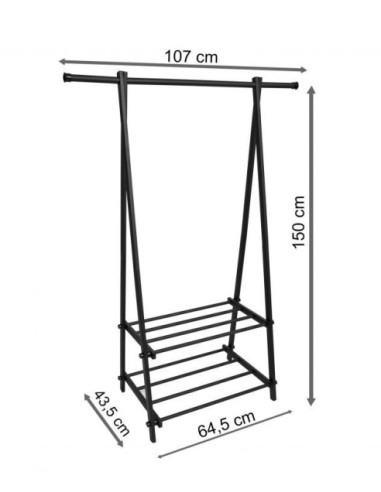 WIESZAK STOJĄCY/GARDEROBA Z PÓŁKĄ NA BUTY LOFTY TWO (BIAŁY, CZARNY)