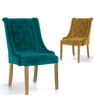 KRZESŁO FOTELOWE W KRATĘ PRINCE NOGI DĄB (WYBIERZ TKANINĘ) 2