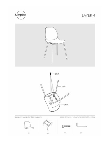KRZESŁO LAYER (BIAŁY, SZARY, CZARNY)