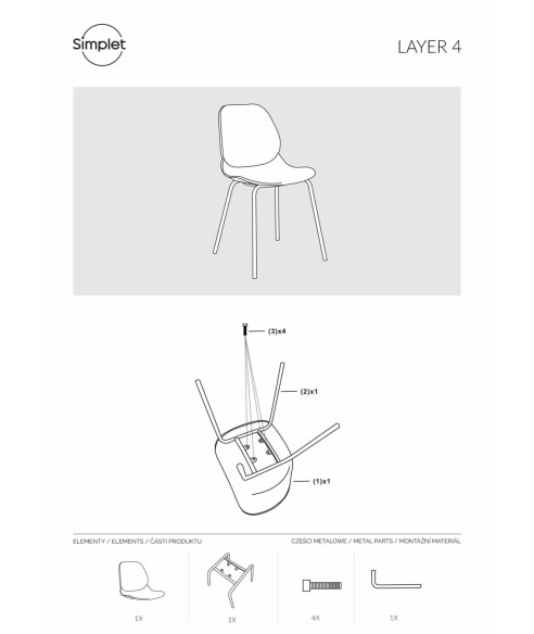 KRZESŁO LAYER (BIAŁY, SZARY, CZARNY)