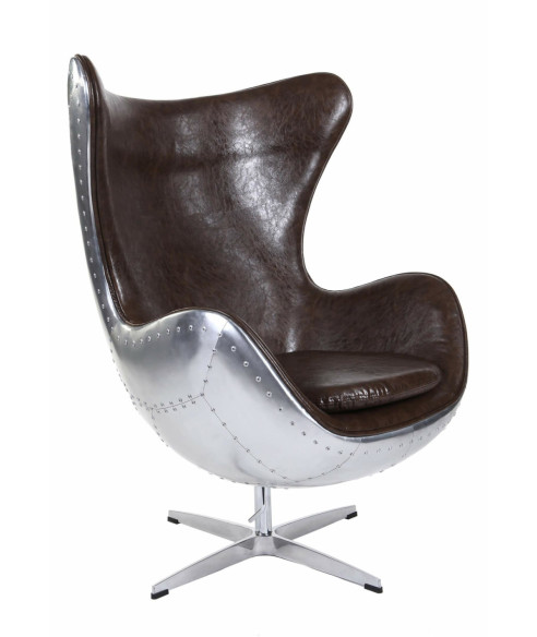 FOTEL JAJO EGG EKO-SKÓRA ALUMINIUM (BRĄZOWY, CZARNY)