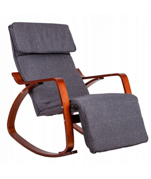 FOTEL BUJANY NA BIEGUNACH SZARY (STELAŻ: BIAŁY, ORZECH)