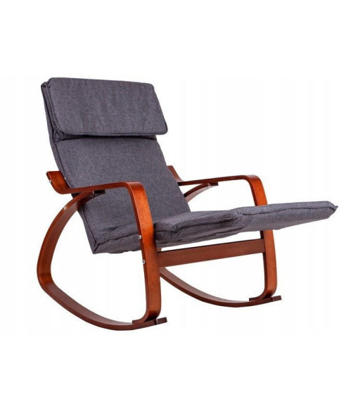 FOTEL BUJANY NA BIEGUNACH SZARY (STELAŻ: BIAŁY, ORZECH)