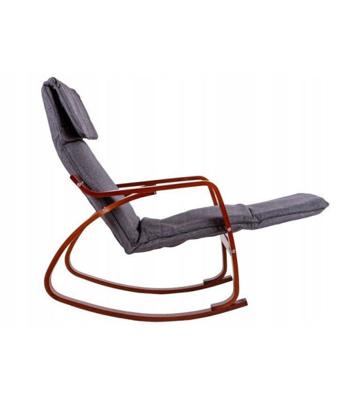 FOTEL BUJANY NA BIEGUNACH SZARY (STELAŻ: BIAŁY, ORZECH)