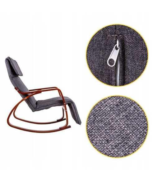 FOTEL BUJANY NA BIEGUNACH SZARY (STELAŻ: BIAŁY, ORZECH)