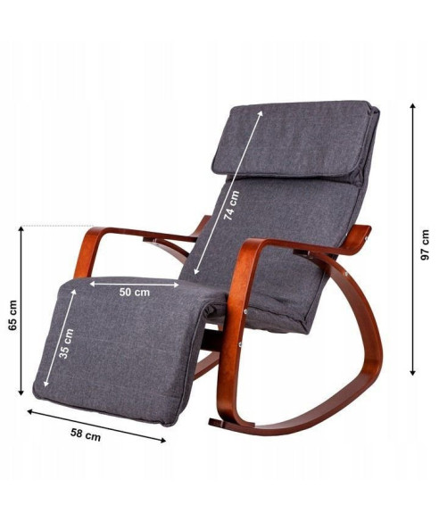 FOTEL BUJANY NA BIEGUNACH SZARY (STELAŻ: BIAŁY, ORZECH)