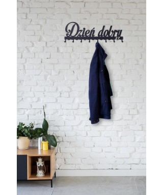 WIESZAK ŚCIENNY DZIEŃ DOBRY 01 METALOWY (BIAŁY, CZARNY) 2