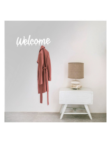 WIESZAK ŚCIENNY WELCOME METALOWY (BIAŁY, CZARNY)