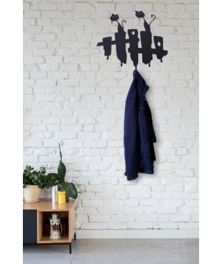 WIESZAK ŚCIENNY KOTY METALOWY (BIAŁY, CZARNY) 2