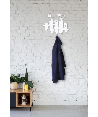 WIESZAK ŚCIENNY KOTY METALOWY (BIAŁY, CZARNY) 2