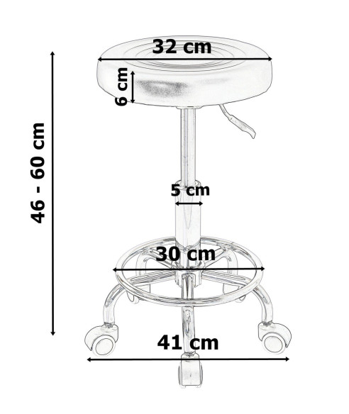 HOKER TABORET FRYZJERSKI/KOSMETYCZNY MONZA  (BIAŁY, CZARNY)