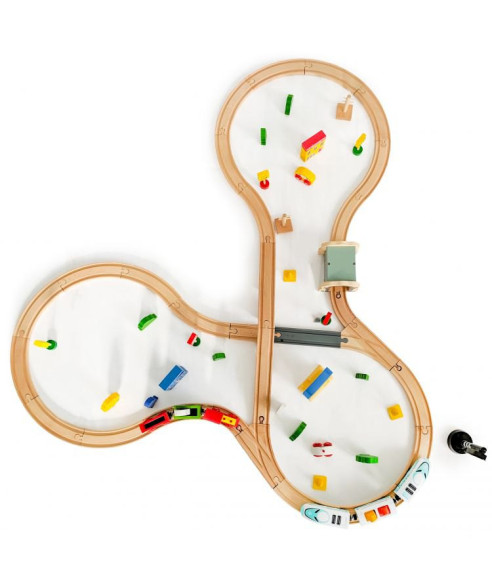 KOLEJKA POCIĄG DREWNIANA NA BATERIE 50 EL. (WYBIERZ MODEL)