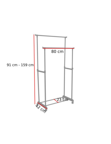 WIESZAK STOJĄCY GARDEROBA NA KÓŁKACH IGA Z KRATKĄ CZARNA