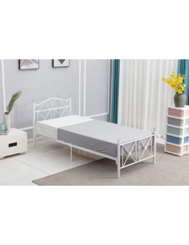 ŁÓŻKO METALOWE MBD8313 BIAŁE ZE STELAŻEM