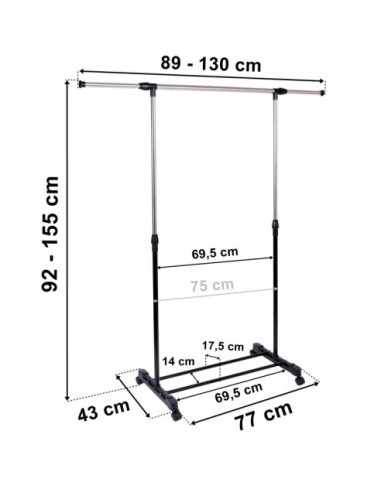 WIESZAK STOJĄCY GARDEROBA NA KÓŁKACH LUKI
