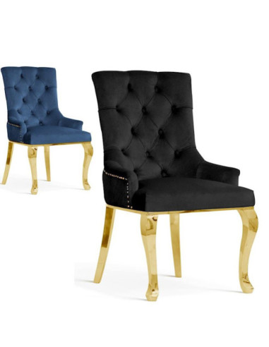 KRZESŁO PIKOWANE AUGUST GLAMOUR ZŁOTE NOGI (WYBIERZ TKANINĘ)