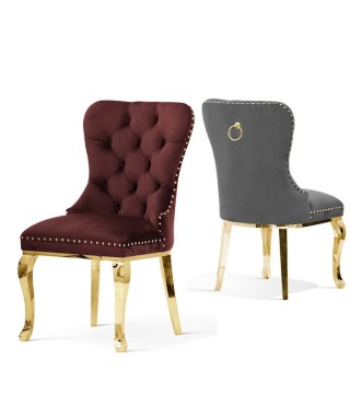 KRZESŁO PIKOWANE Z KOŁATKĄ MADAME GLAMOUR NOGI ZŁOTE (WYBIERZ TKANINĘ) 2