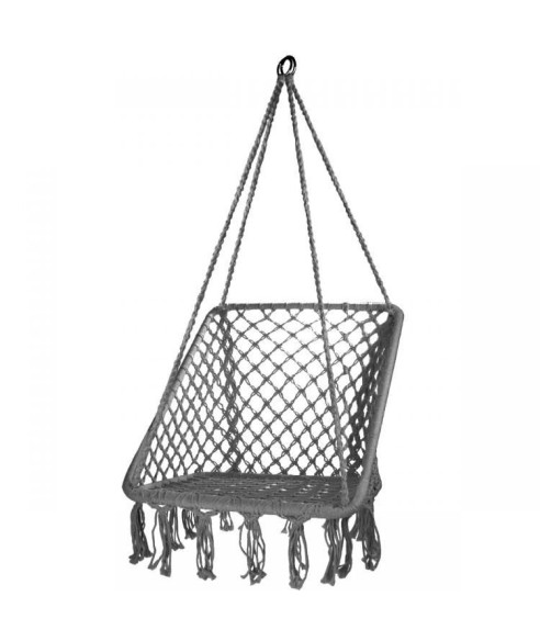 WISZĄCA HUŚTAWKA Z OPARCIEM HAMAK BOHO (JASNY BEŻ, SZARA)