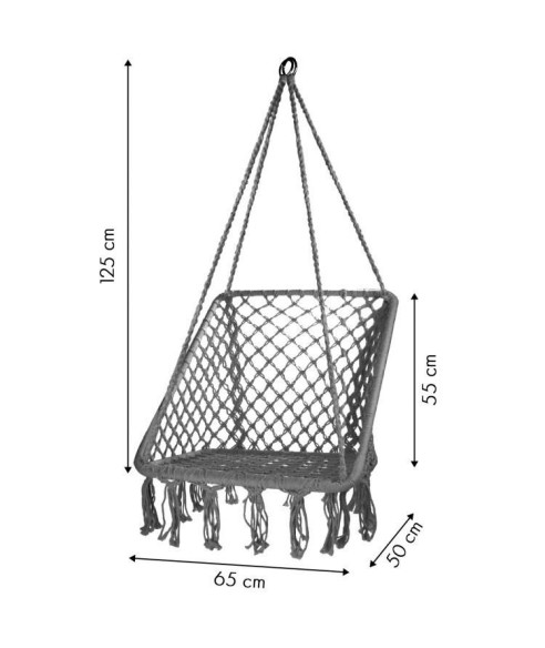 WISZĄCA HUŚTAWKA Z OPARCIEM HAMAK BOHO (JASNY BEŻ, SZARA)