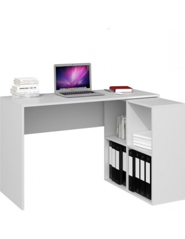 BIURKO NAROŻNE KOMPUTEROWE NA LAPTOPA PLUS REGAŁ MALAX 2X2  (BIEL, DĄB SONOMA, DĄB ARTISAN)