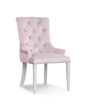 KRZESŁO TAPICEROWANE Z GUZIKAMI AUGUST BLUVEL NOGI BIAŁE (WYBIERZ KOLOR)