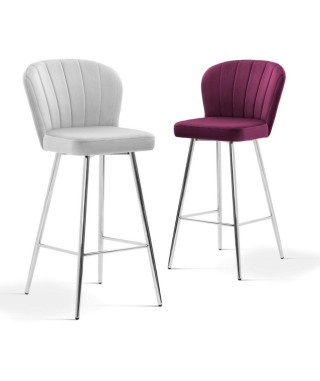 HOKER KUCHENNY KRZESŁO BAROWE SHELLY SILVER 67 CM NOGI SREBRNE (WYBIERZ TKANINĘ) 2