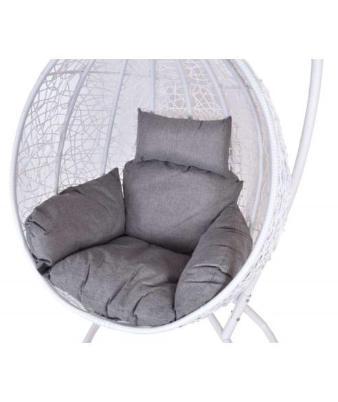 FOTEL OGRODOWY WISZĄCY CANARI BIAŁO-SZARY