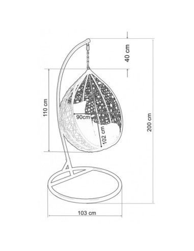 FOTEL OGRODOWY WISZĄCY CANARI BIAŁO-SZARY