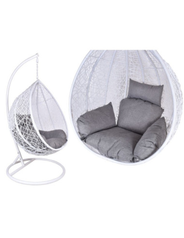 FOTEL OGRODOWY WISZĄCY CANARI MAX BIAŁO-SZARY