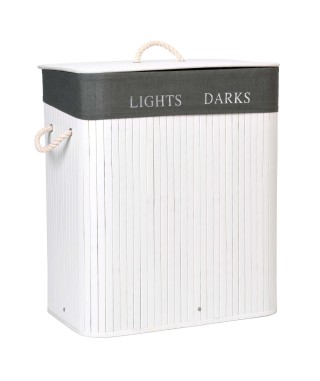 KOSZ BAMBUSOWY NA PRANE DWUKOMOROWY 100 L (WYBIERZ KOLOR) 2