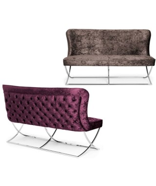 ŁAWKA TAPICEROWANA PIKOWANA SCARLET PŁOZY CHROM (WYBIERZ TKANINĘ) 2