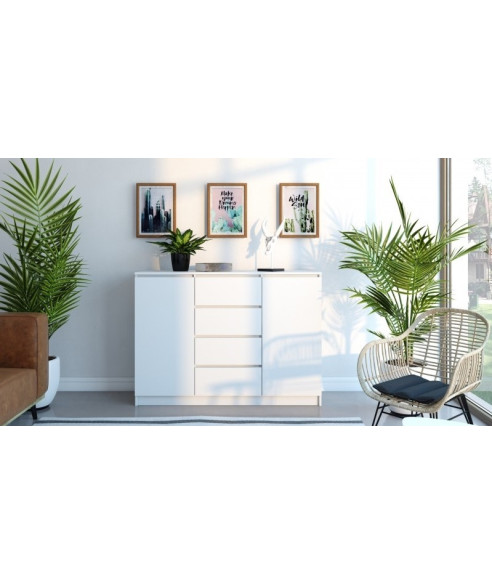 KOMODA 2D4S BIAŁA BEZUCHWYTOWE FRONTY