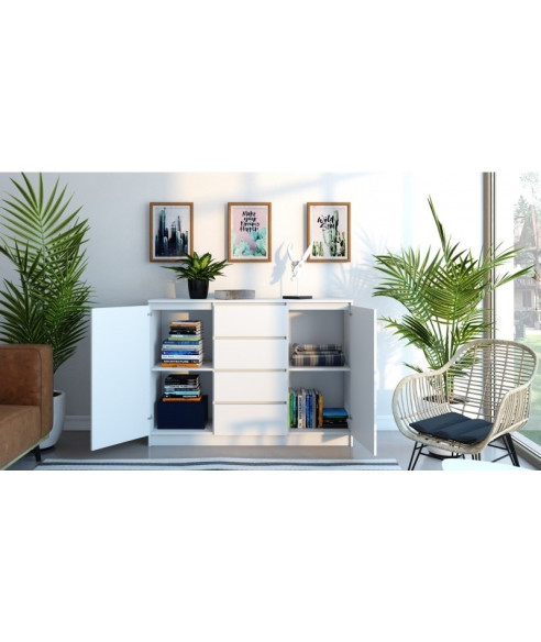 KOMODA 2D4S BIAŁA BEZUCHWYTOWE FRONTY