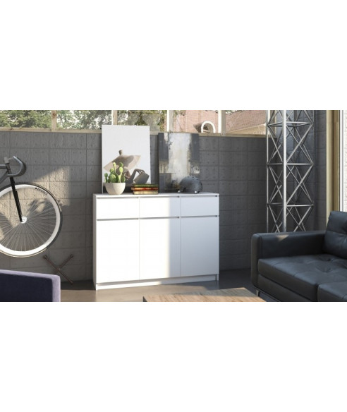 KOMODA 3D3S BIAŁA BEZUCHWYTOWE FRONTY