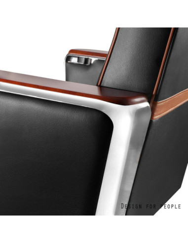 FOTEL BIUROWY SKÓRZANY PRESTIGE REGENT LOW SKÓRA NATURALNA DREWNO (BIAŁY, CZARNY)