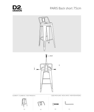 HOKER KUCHENNY/BAROWY SHORT BACK PARIS 75 (WYBIERZ KOLOR) 2