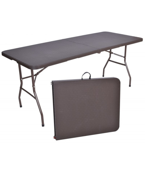 ZESTAW MEBLI CATERINGOWYCH RATTAN BRĄZ (STÓŁ + 6 KRZESEŁ)