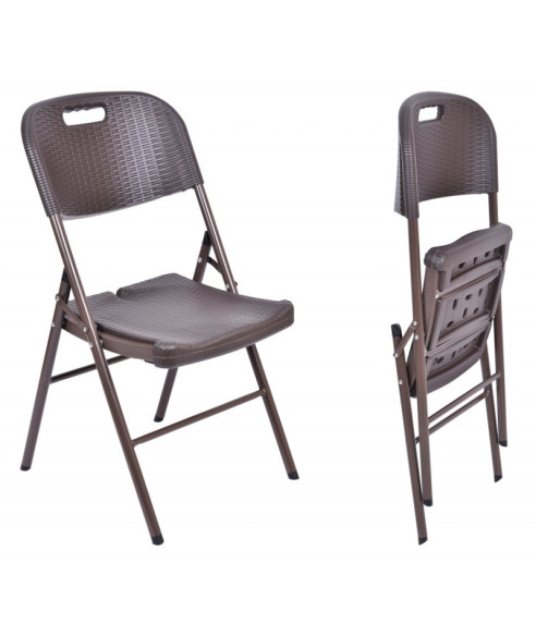 ZESTAW MEBLI CATERINGOWYCH RATTAN BRĄZ (STÓŁ + 6 KRZESEŁ)