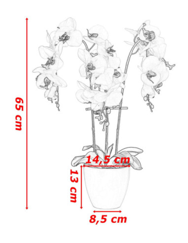 STORCZYK ORCHIDEA SZTUCZNA W DONICZCE 24 KWIATY (BIAŁY, RÓŻOWY)
