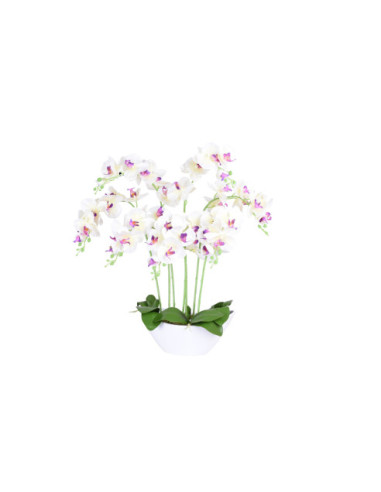 STORCZYK ORCHIDEA SZTUCZNA W DONICZCE 56 KWIATÓW (BIAŁY, RÓŻOWY)