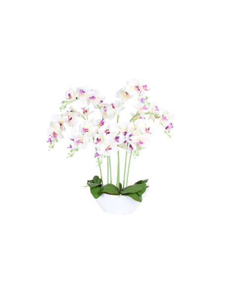 STORCZYK ORCHIDEA SZTUCZNA W DONICZCE 56 KWIATÓW (BIAŁY, RÓŻOWY)