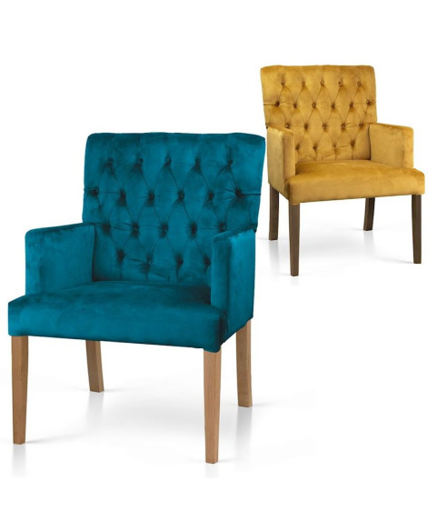 FOTEL TAPICEROWANY PIKOWANY ZARA (WYBIERZ TKANINĘ I KOLOR NÓG)