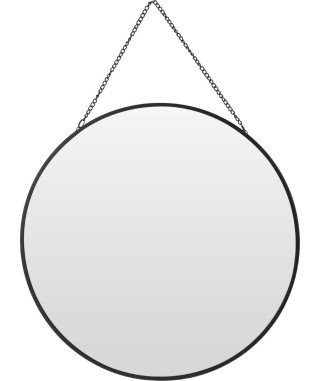 LUSTRO WISZĄCE NA ŁAŃCUSZKU OKRĄGŁE ŚCIENNE LAGO  FI 29 CM  (ZŁOTY, CZARNY) 2