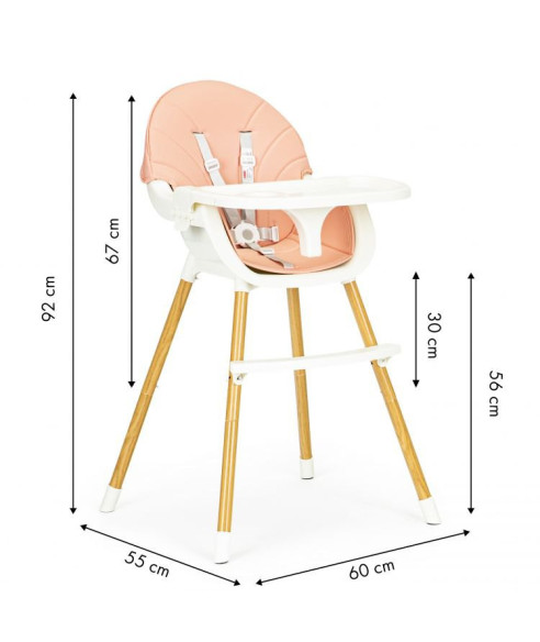 FOTELIK DO KARMIENIA - KRZESEŁKO DLA DZIECI 2 W 1 (BIAŁY, RÓŻOWY, SZARY)