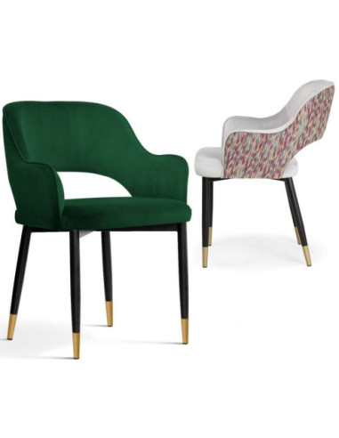 KRZESŁO Z DZIURKĄ TAPICEROWANE MERCY NOGI CZARNE ZE ZŁOTĄ KOŃCÓWKĄ (WYBIERZ TKANINĘ)