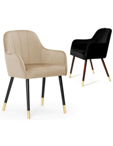 KRZESŁO TAPICEROWANE W PASY TULIP PLUS ZE ZŁOTYMI KOŃCÓWKAMI (WYBIERZ TKANINĘ I KOLOR NÓG)