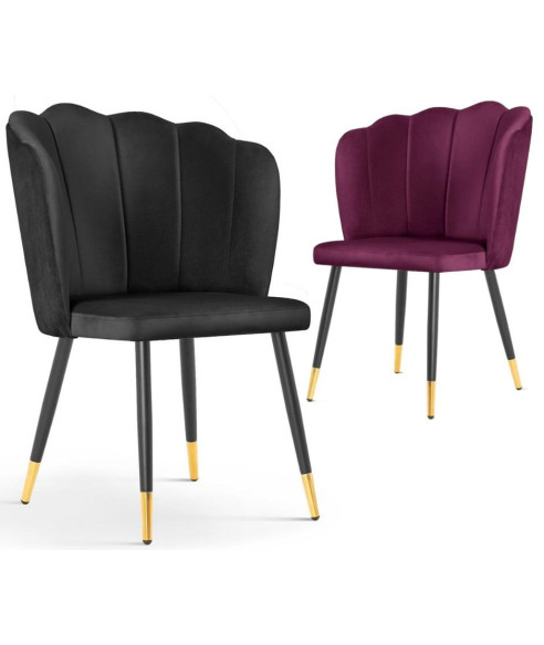 KRZESŁO VELVET MUSZLA KORONA HILTON NOGI CZARNE ZE ZŁOTĄ KOŃCÓWKĄ (WYBIERZ TKANINĘ)