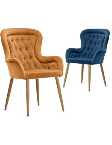 KRZESŁO PIKOWANE Z GUZIKAMI PARIS NOGI IMITACJA DREWNA (WYBIERZ TKANINĘ)