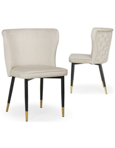 KRZESŁO PIKOWANE Z GUZIKAMI MODENA NOGI CZARNE ZE ZŁOTYMI KOŃCÓWKAMI (WYBIERZ TKANINĘ)